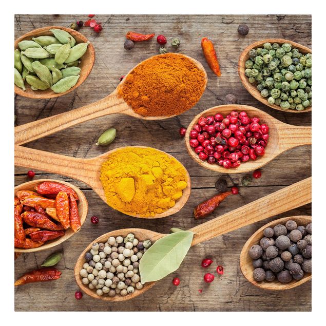 Canvas prints spices and herbs Spices On Wooden Spoon