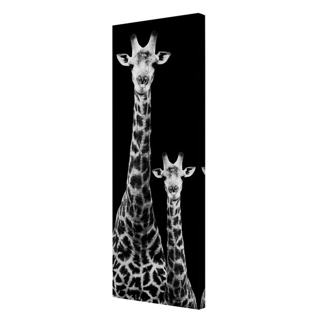 Canvas black and white Giraffe Duo Black And White