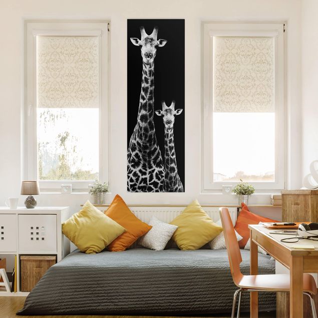 Black and white art Giraffe Duo Black And White