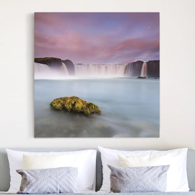 Landscape wall art Goðafoss And The Moon