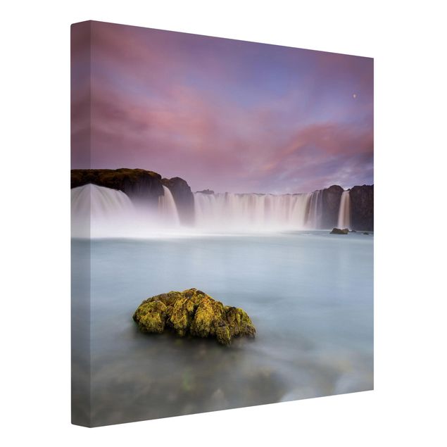 Contemporary art prints Goðafoss And The Moon