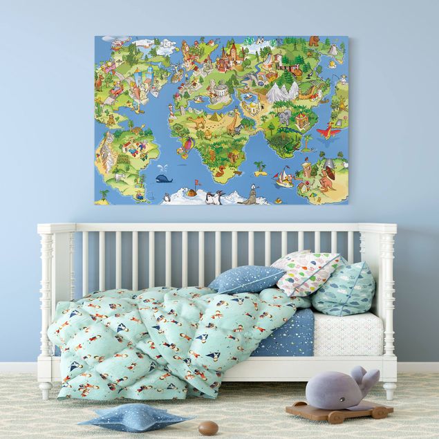 Nursery wall art Great and Funny Worldmap