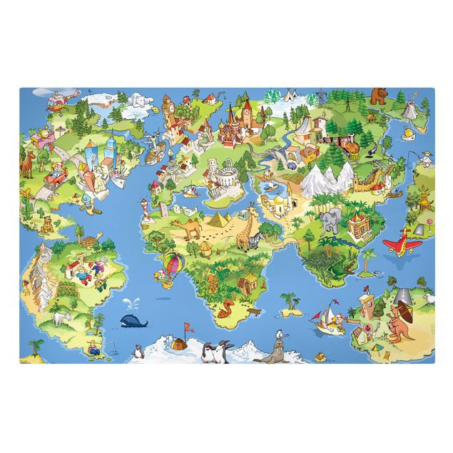 Green canvas wall art Great and Funny Worldmap