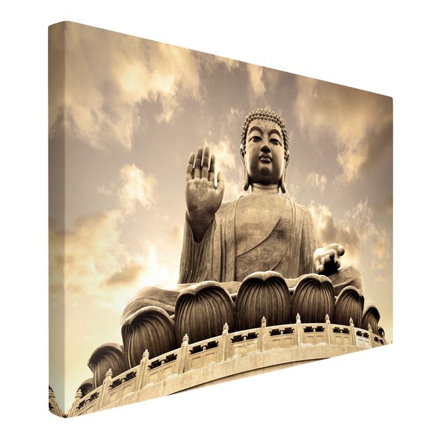 Retro canvas art Big Buddha Sepia