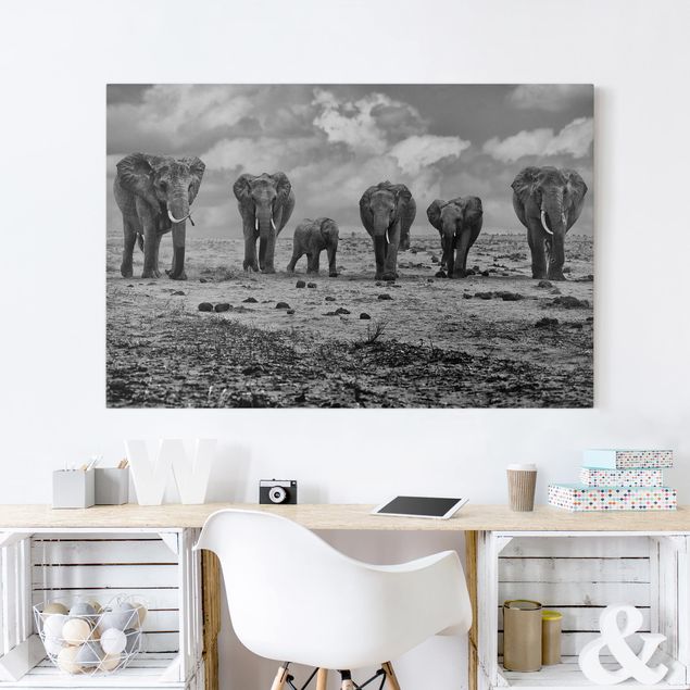 Canvas elefant Large Familiy
