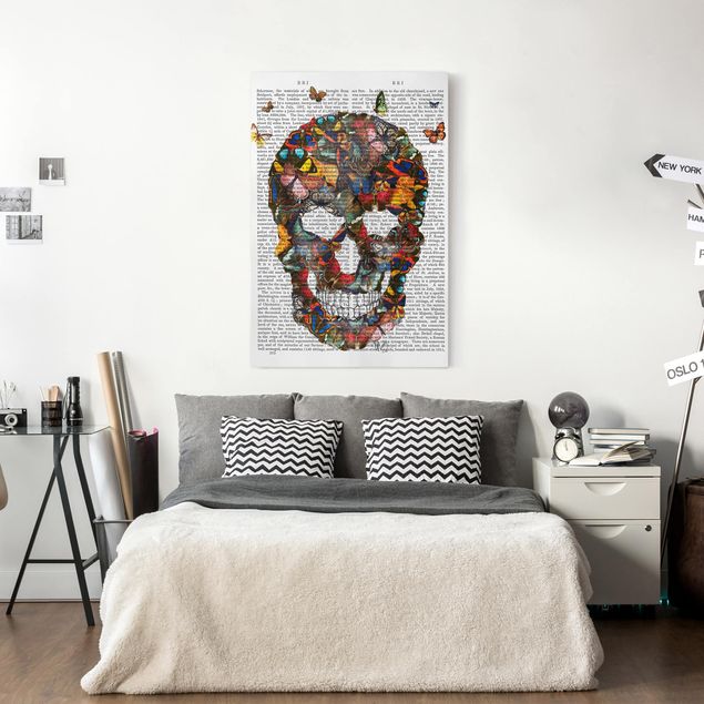 Butterfly canvas art Scary Reading - Butterfly Skull
