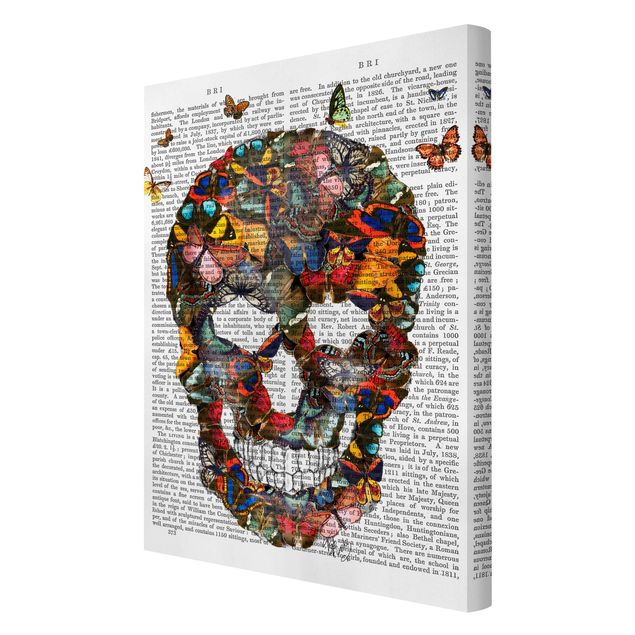 Contemporary art prints Scary Reading - Butterfly Skull
