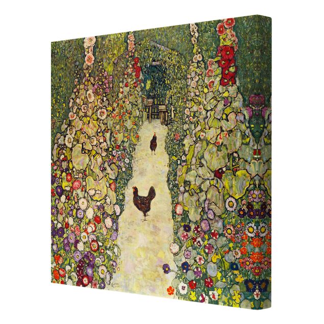 Flower print Gustav Klimt - Garden Path with Hens