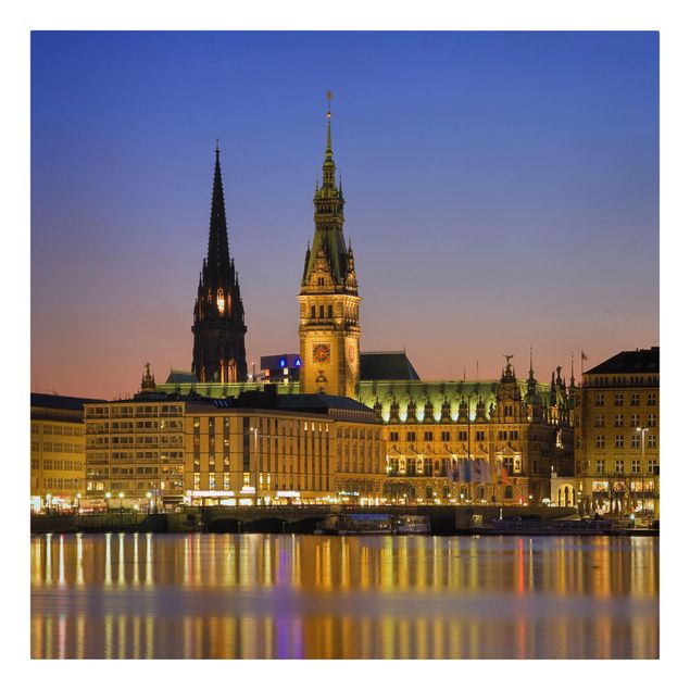 Skyline canvas print Hamburg Panorama