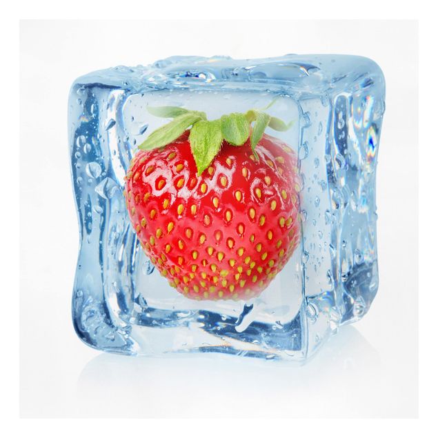 Canvas prints fruits and vegetables Strawberry In Ice Cube