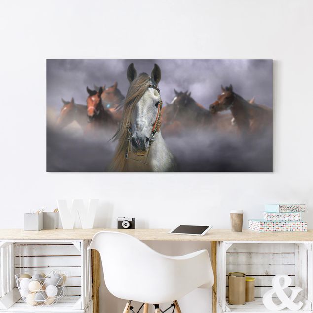 Horse canvas wall art Horses in the Dust