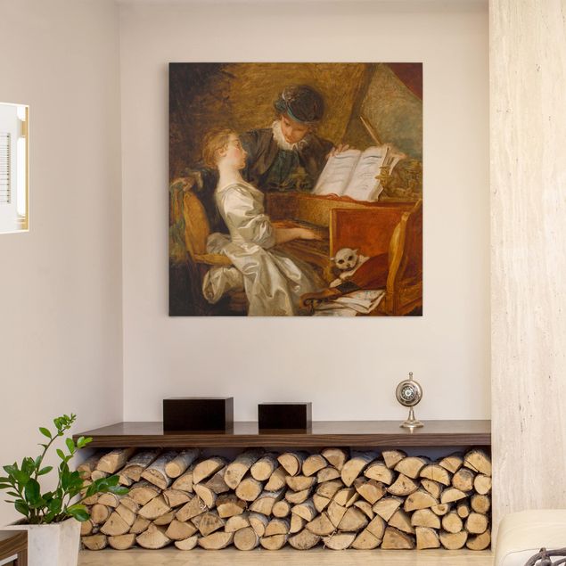 Dog canvas art Jean Honoré Fragonard - The Piano Lesson