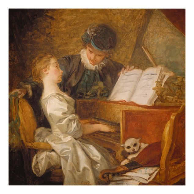 Canvas art prints Jean Honoré Fragonard - The Piano Lesson