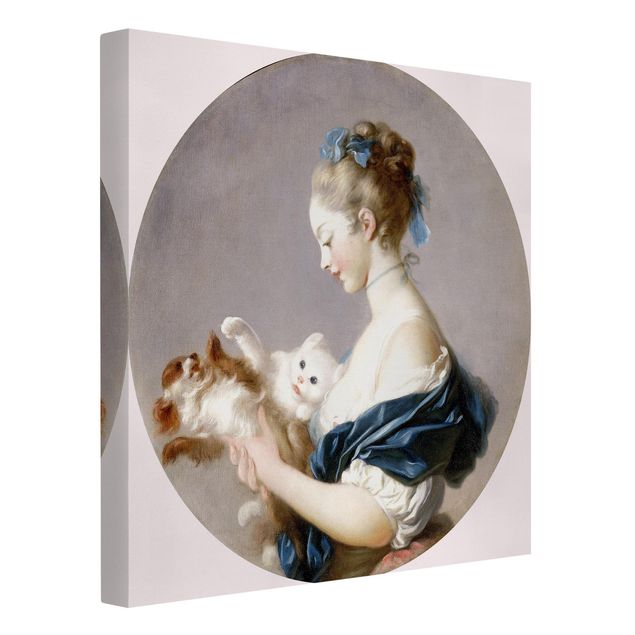 Cat prints Jean Honoré Fragonard - Girl playing with a Dog and a Cat