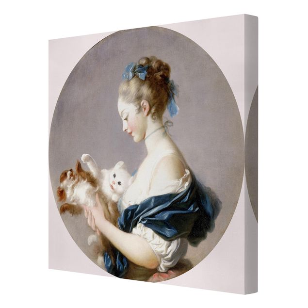 Cat canvas art Jean Honoré Fragonard - Girl playing with a Dog and a Cat