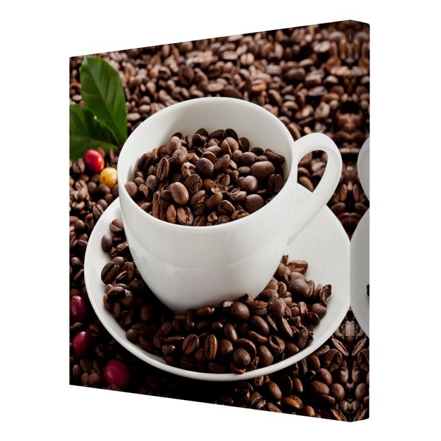 Prints Coffee Cup With Roasted Coffee Beans