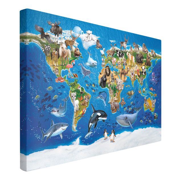 Prints nursery Animal Club International - World Map With Animals