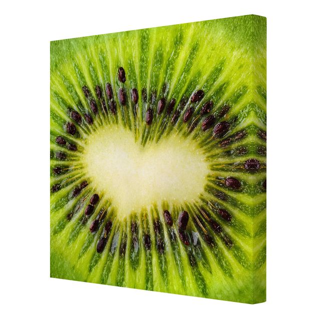Green canvas wall art Kiwi Heart