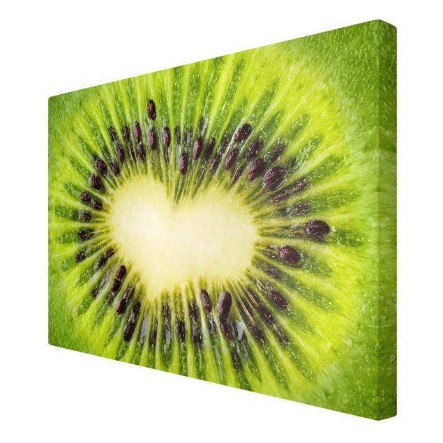 Green canvas wall art Kiwi Heart