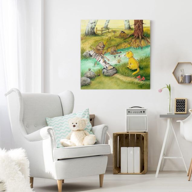 Landscape canvas prints Little Tiger - With The Beavers