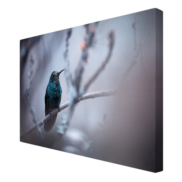 Purple canvas wall art Hummingbird In Winter