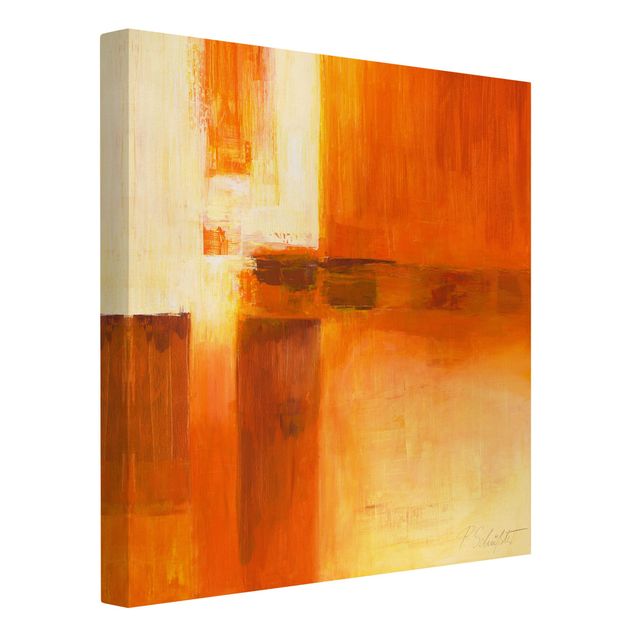 Abstract canvas wall art Composition In Orange And Brown 01