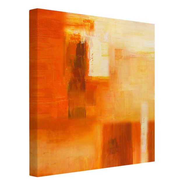 Abstract canvas wall art Composition In Orange And Brown 02