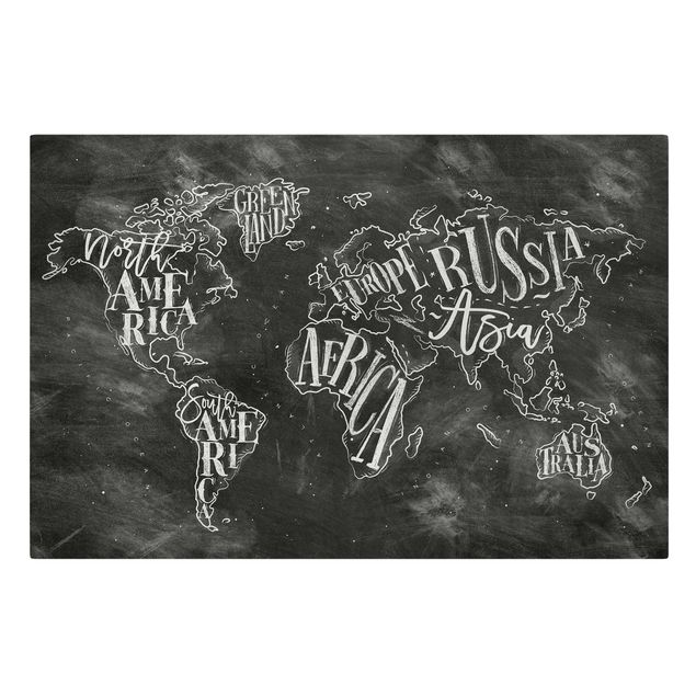 Black and white art Chalk World Map