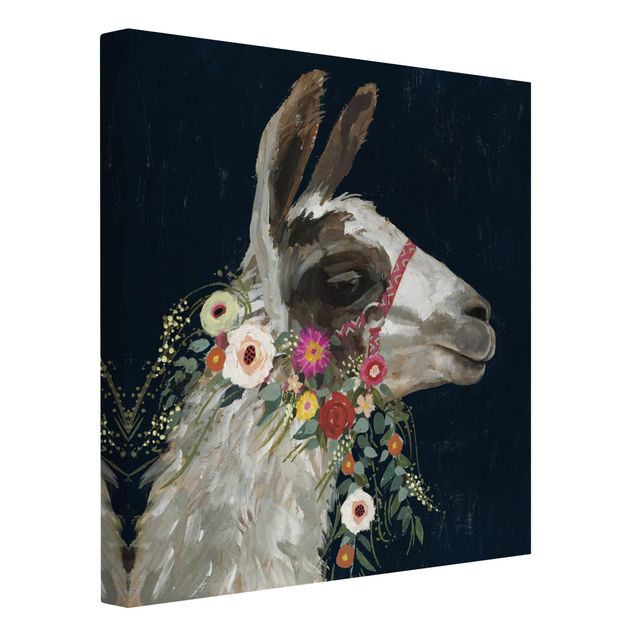Canvas prints animals Lama With Floral Decoration I