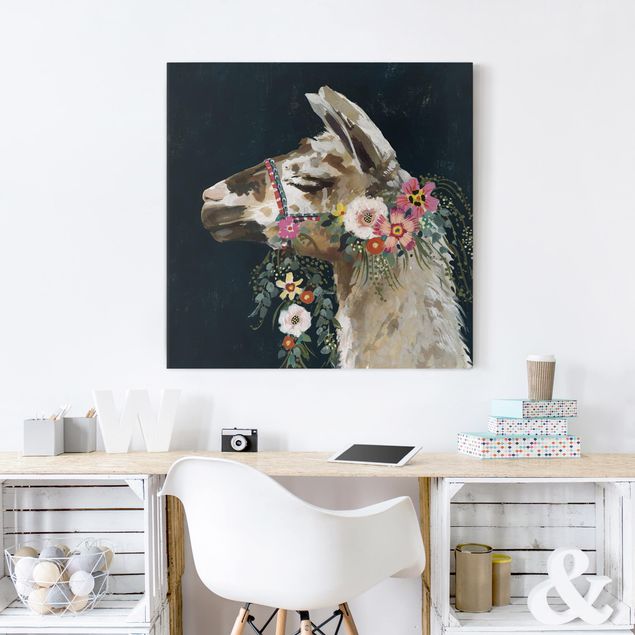 Contemporary art prints Lama With Floral Decoration II