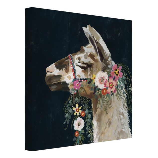 Canvas prints animals Lama With Floral Decoration II