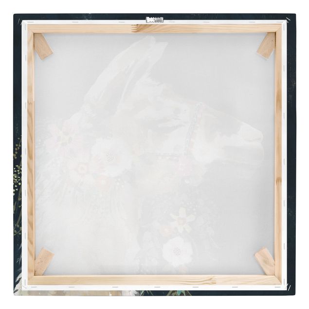 Canvas wall art Lama With Floral Decoration II