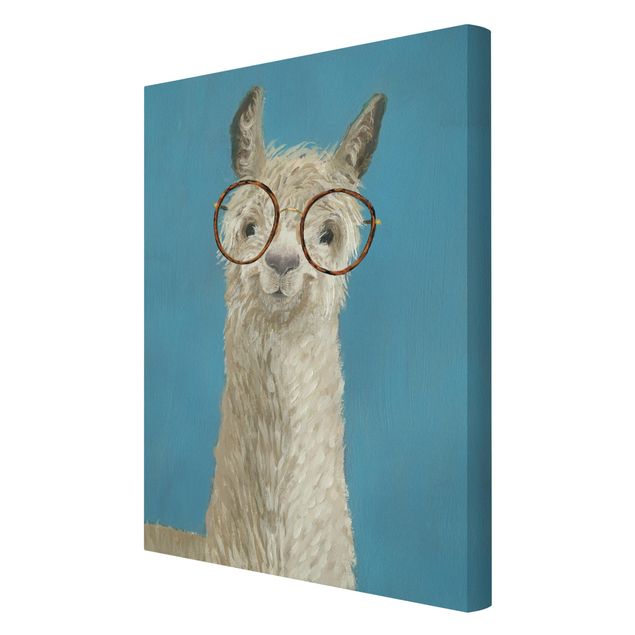Navy blue wall art Lama With Glasses I