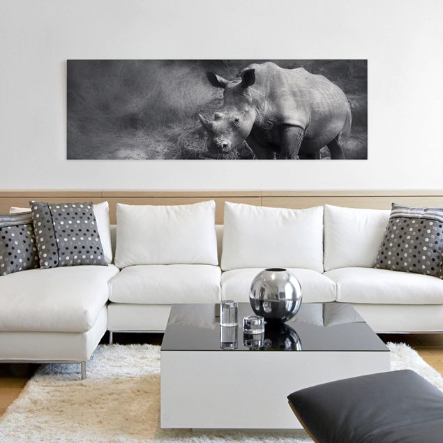 Wall art black and white Lonesome Rhinoceros