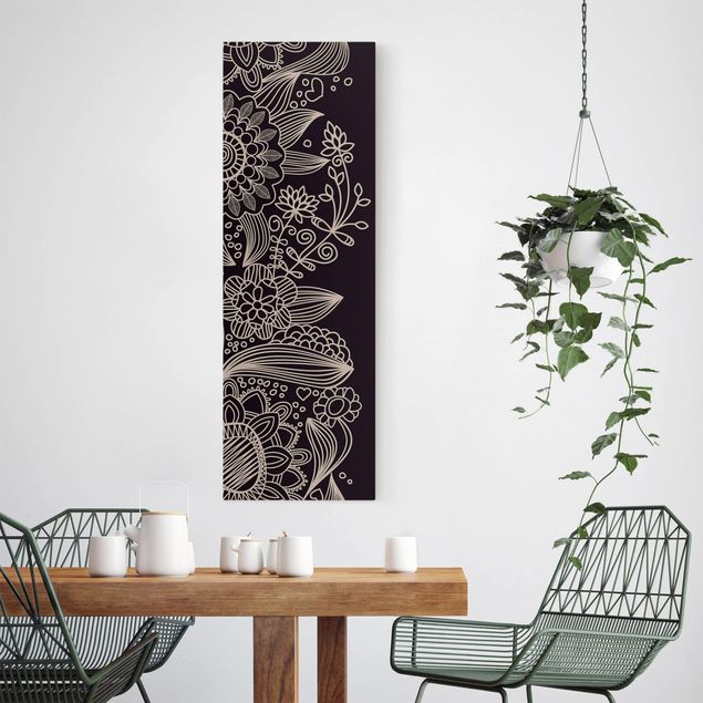Wall art black and white Lovely Floral Background