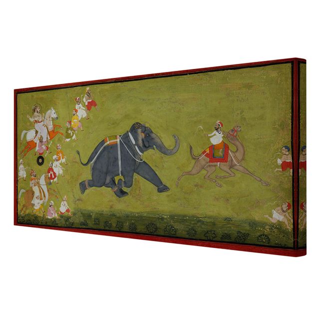 Canvas prints art print Maharaja Jagat Singh Pursues A Fleeing Elephant