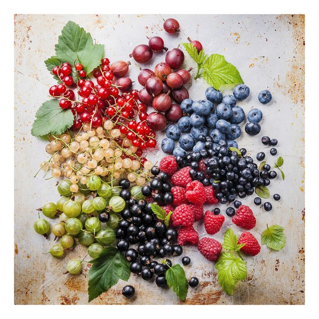 Fruit canvas Mixture Of Berries On Metal