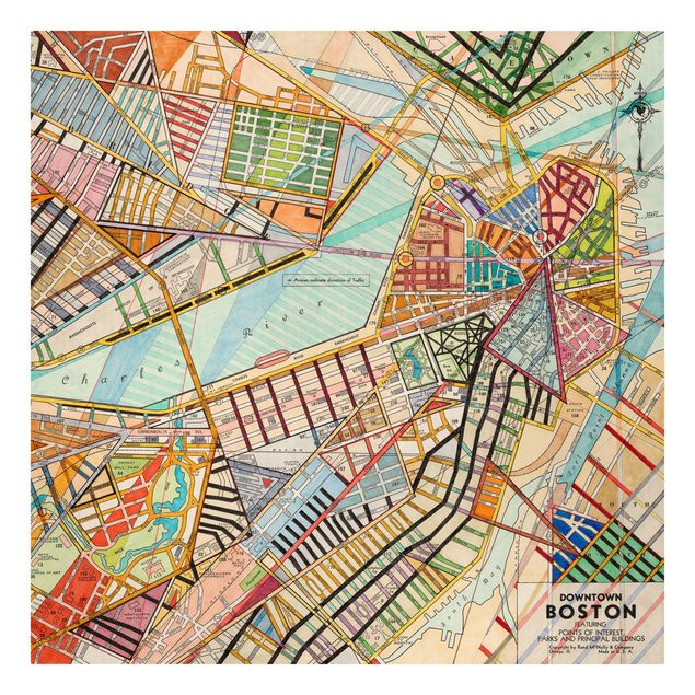 Prints multicoloured Modern Map Of Boston