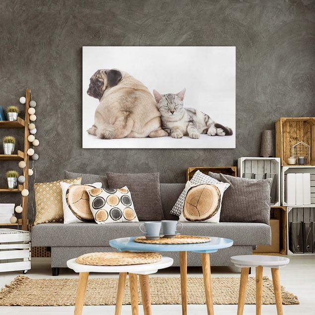 Dog canvas Puggy And Kitten