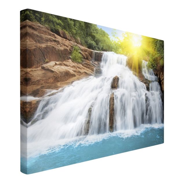 Waterfall canvas wall art Morning In Paradise