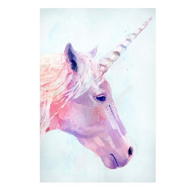 Pink art canvas Mystic Unicorn I