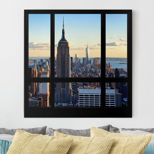 New York skyline canvas New York Window View Of The Empire State Building