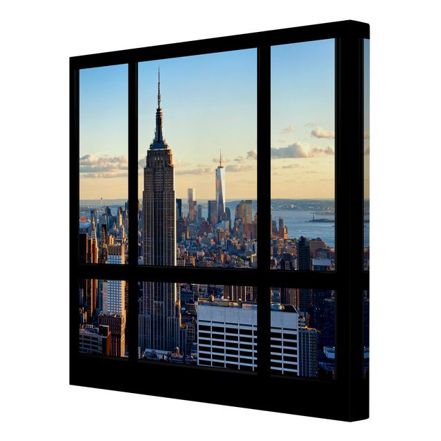Skyline canvas print New York Window View Of The Empire State Building