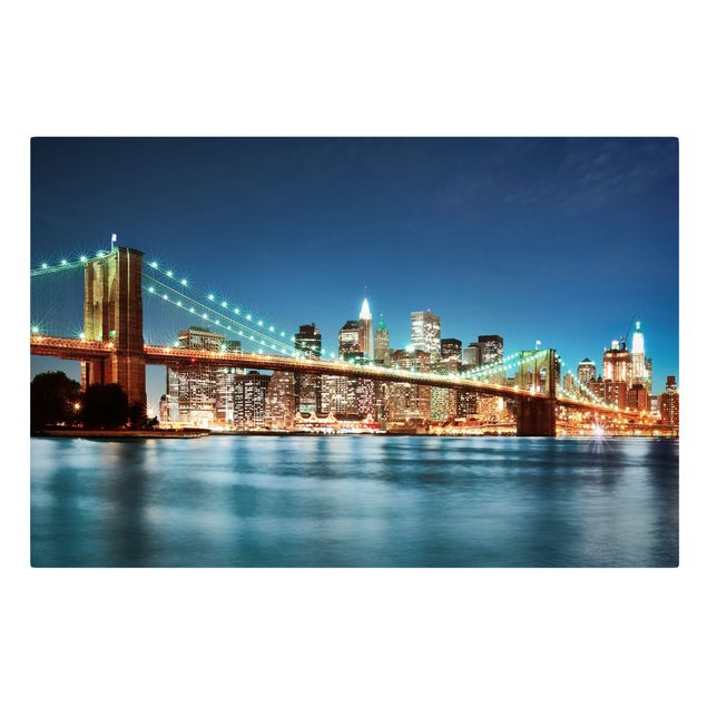 Prints modern Nighttime Manhattan Bridge