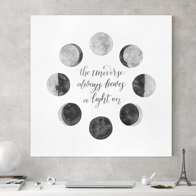 Black and white canvas art Ode To The Moon - Universe