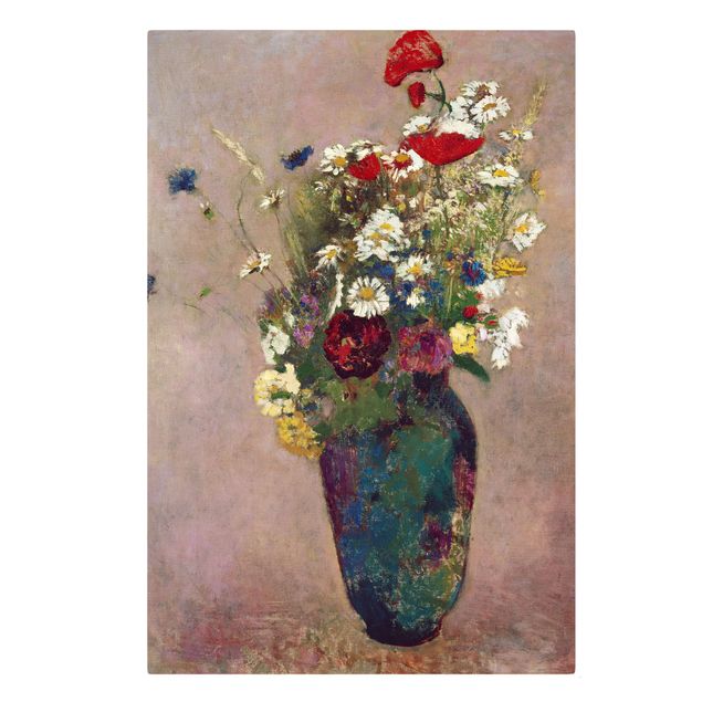 Canvas art Odilon Redon - Flower Vase with Poppies
