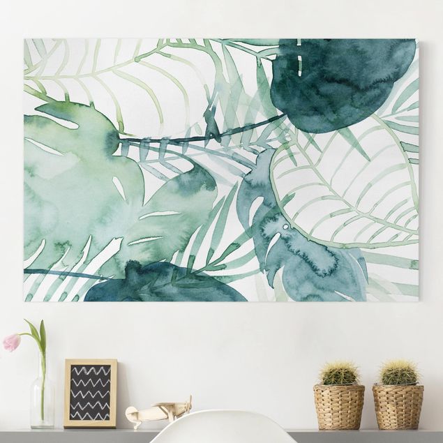 Floral canvas Palm Fronds In Water Color II