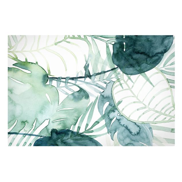 Green art prints Palm Fronds In Water Color II