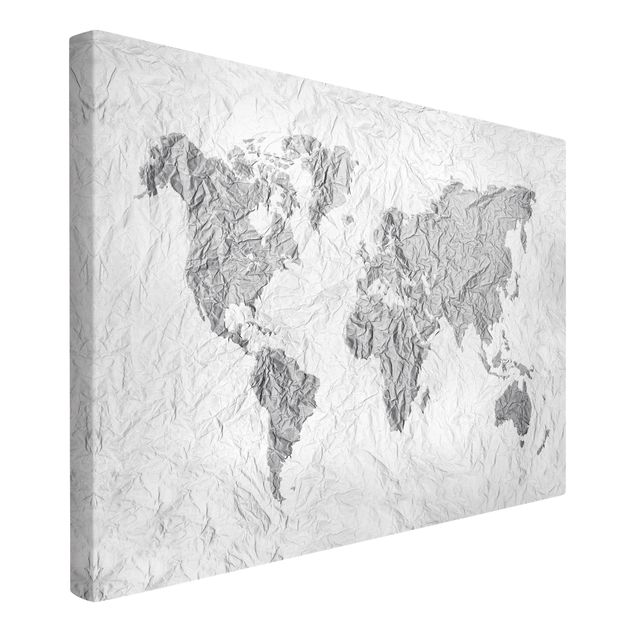 Canvas prints maps Paper World Map White Grey