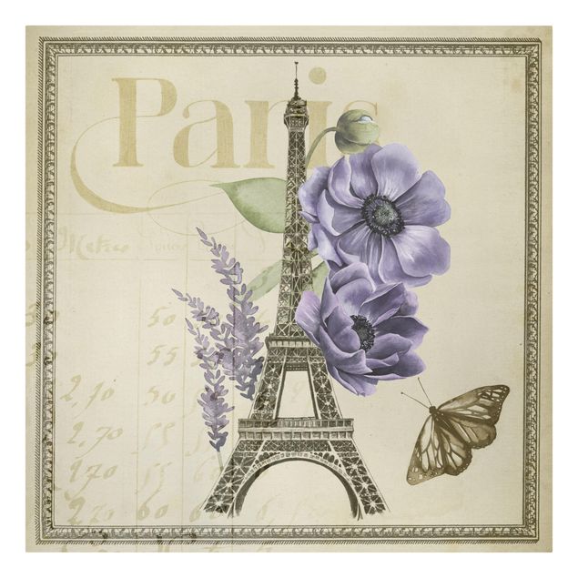 Flower print Paris Collage Eiffel Tower